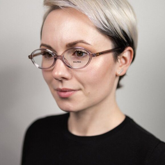 NEW Miu Miu MU01XV 12W1O1 Mauve Transparent Oval Unisex Eyeglasses VMU01X